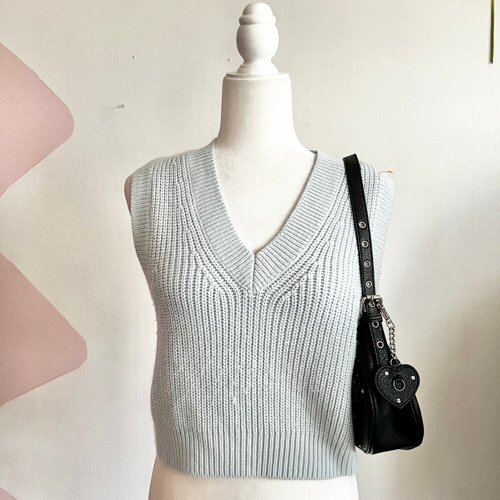 Blue Chunky Sweater Vest, Preppy, Retro, Indie, Minimalist, Medium, Clean Girl
